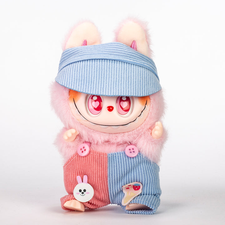 Labubu Bunny Meadow Outfit – Corduroy Overalls & Visor Cap
