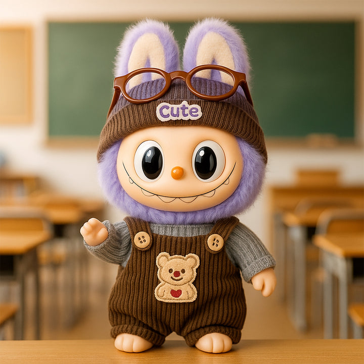 Labubu Back to School Outfit – Corduroy Pants, Top & Glasses